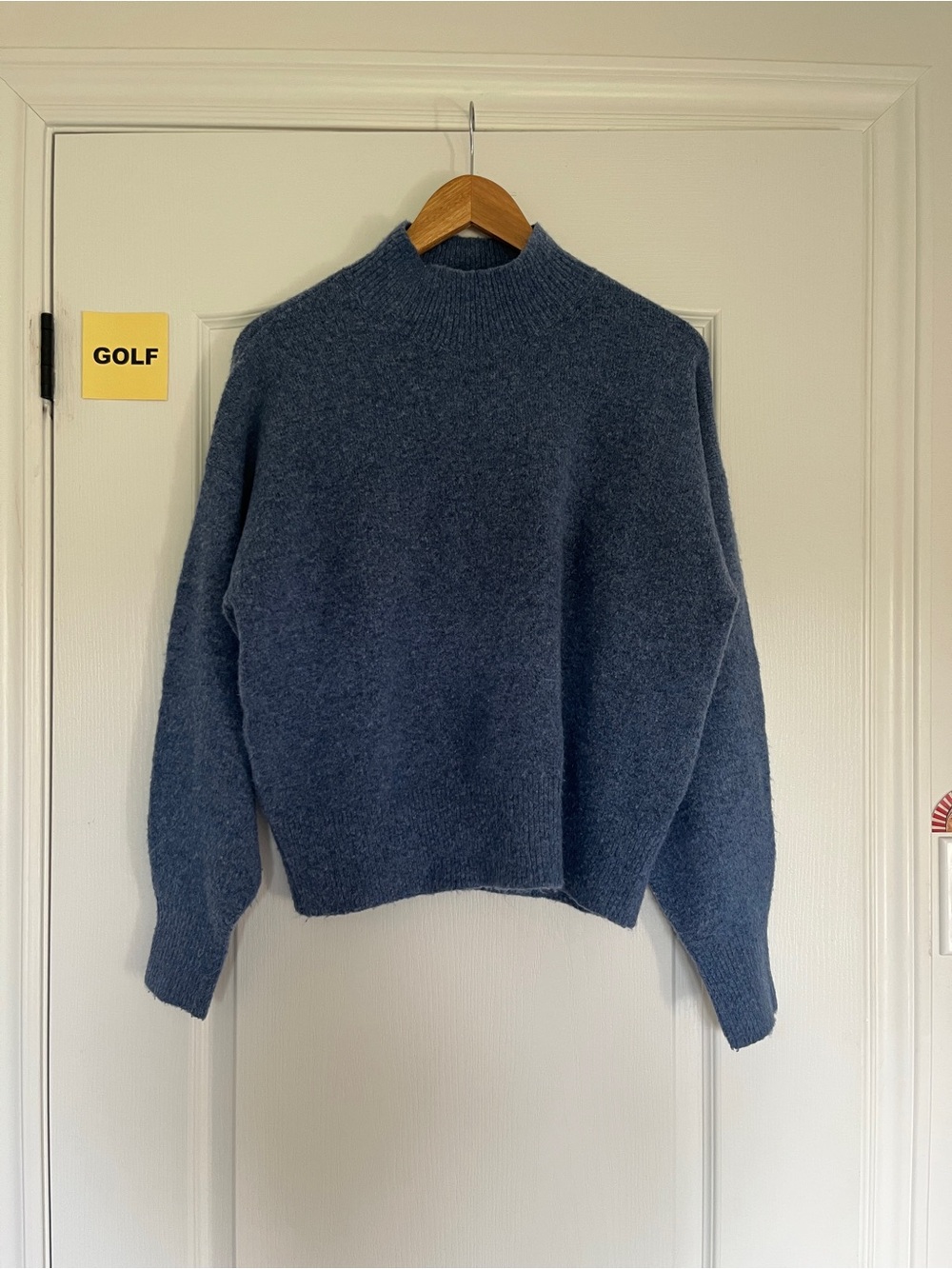H&M Mock Neck Knit Sweater in Dusty Blue